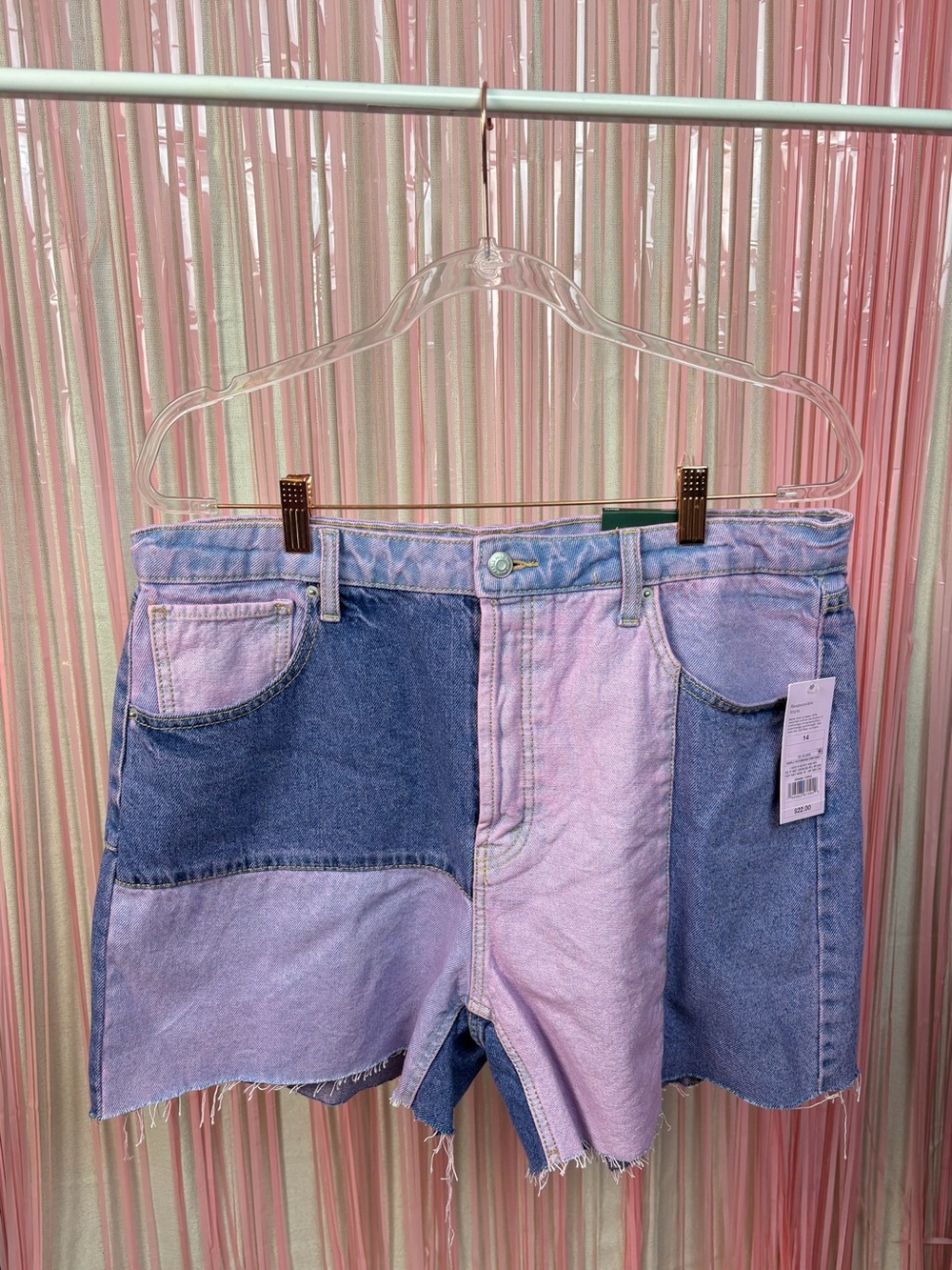 NWT Wild Fable Two-Tone Patchwork Denim Shorts SZ 14